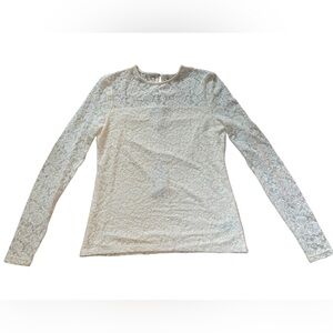 NEW Lauren Ralph Lauren Petite Modern Cream Romantic Dreamy Sheer Rose Print Top